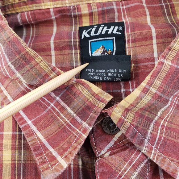 Kuhl Shirt Mens M Red Plaid Suncel Button Up Short Sleeve Hiking Camp Outdoors - Picture 7 of 8